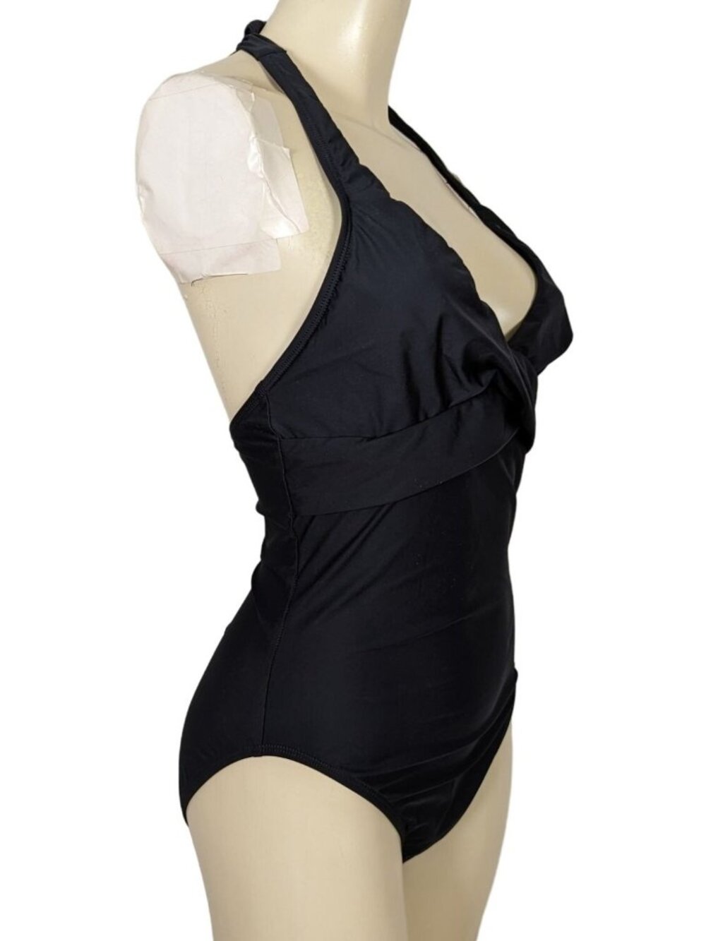 Talbots one piece halter style wrap bust black swimsuit size 8 - Picture 4 of 10